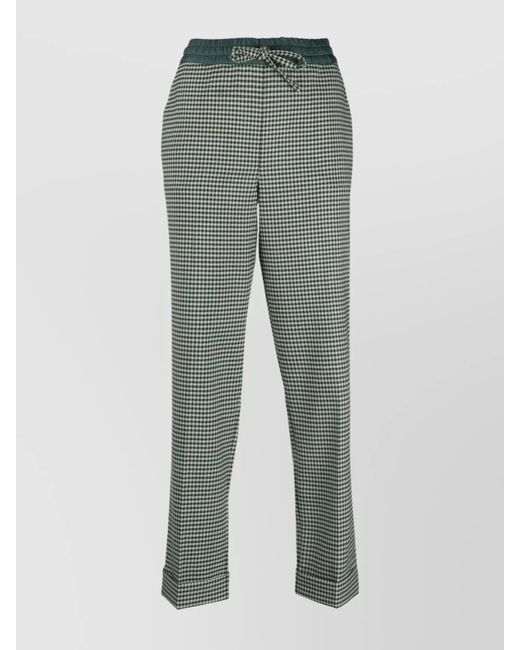 P.A.R.O.S.H. Gray Virgin Wool Fine-Check Tapered Cropped Trousers