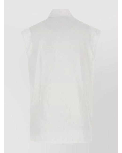 Burberry White Cotton High-Neck Sleeveless Knitted Top