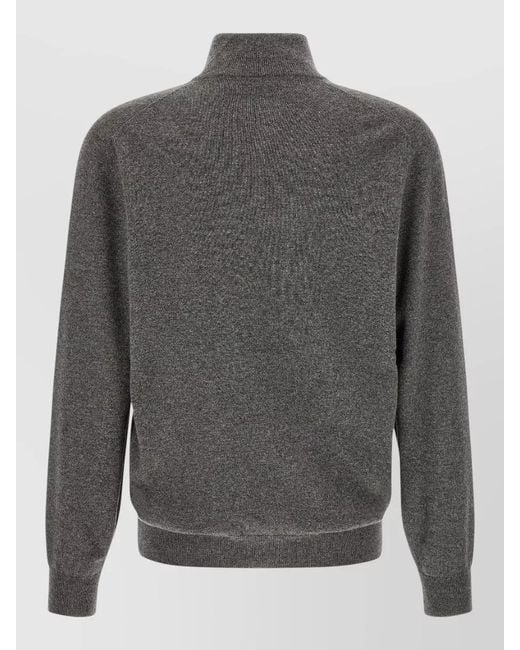 Brunello Cucinelli Gray Cashmere Half-Zip Sweater for men