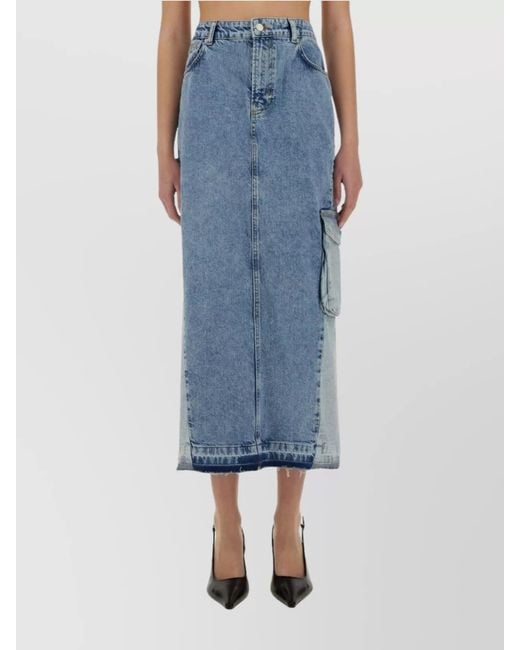 Moschino Blue Denim High-Rise Maxi Skirt