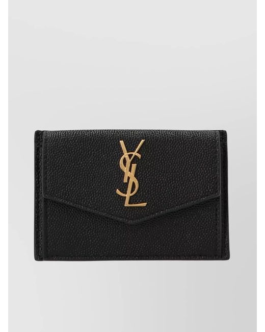 Saint Laurent Black Leather Flap Cardholder