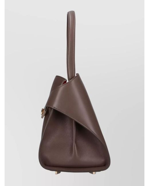 Ferragamo Brown Gancini Leather Shoulder Bag