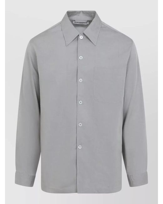 Our Legacy Gray Long Sleeve Button Down Shirt Pocket for men