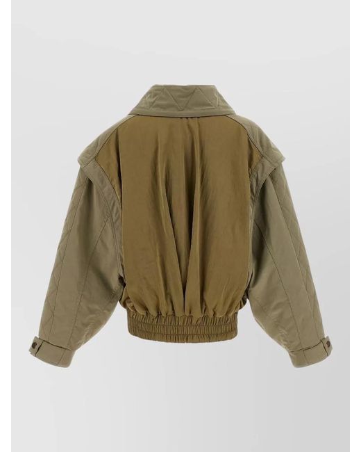Balmain Green Quilted Utility Bomber Jacket