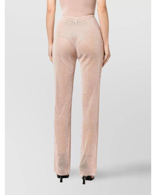 Santa Brands White Rhinestone-Embellished High-Rise Straight-Leg Trousers