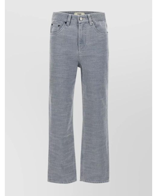 Fendi Gray Versatile Denim Trousers With Belt Loops