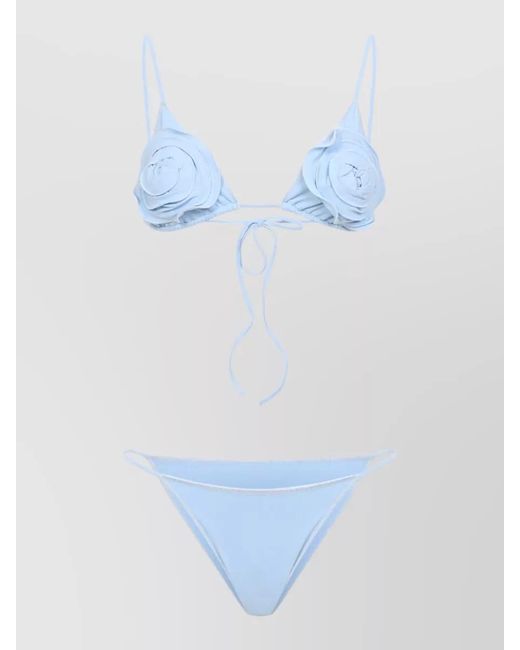 LaRevêche Blue Sanya Bikini Triangle Top Floral Straps