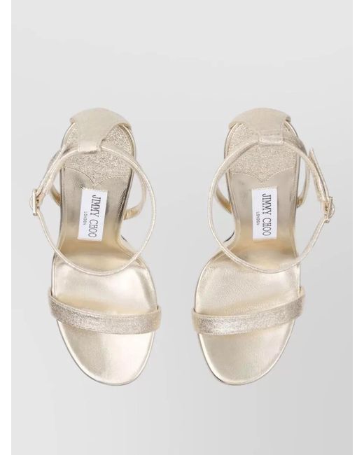 Jimmy Choo Natural Moza Leather Platform Strap Heel Sandals