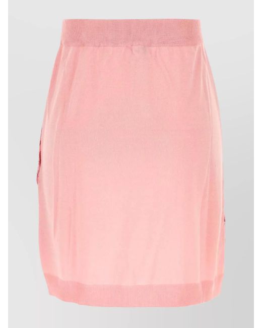 Etro Pink Mini Skirt Cotton Blend Waistband Pattern Hem