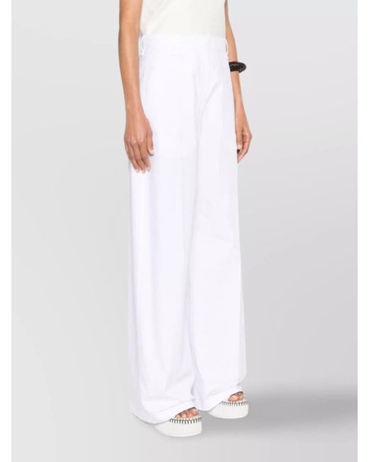 Sportmax White Cotton Wide-Leg Long Trousers