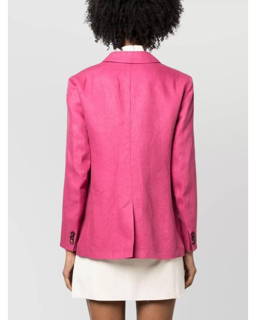 Max Mara Pink Linen Single-Breasted Blazer