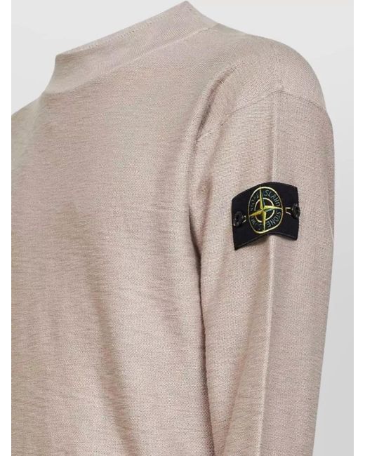 Stone Island Natural Ribbed Crew Neck Jumper for men