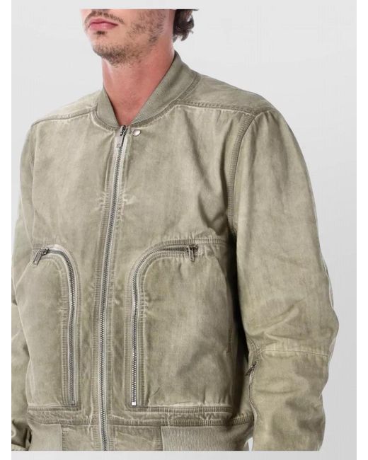 Rick Owens Natural Bauhaus Bomber Coat Casual Fit Ribbed Cuffs for men