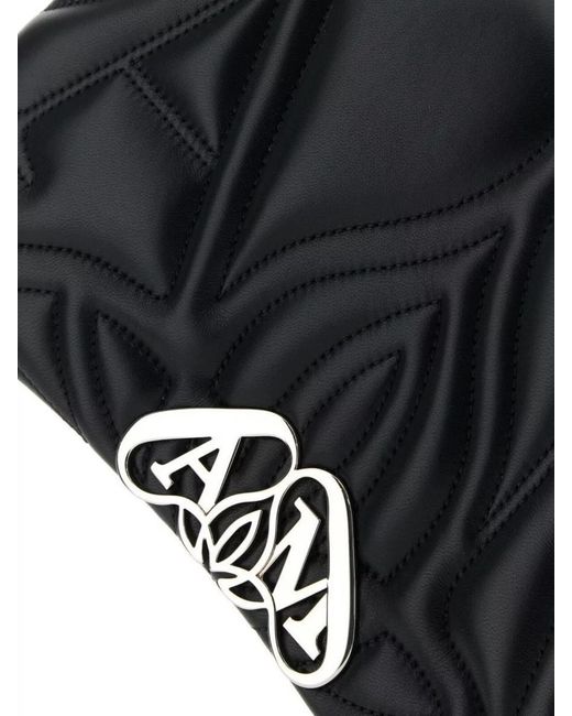 McQueen Black The Seal Leather Shoulder Bag