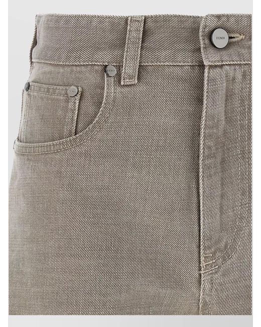 Fendi Gray Denim Short Shorts
