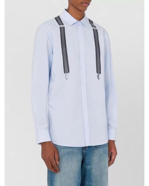 Moschino Blue Printed Cotton Shirt for men