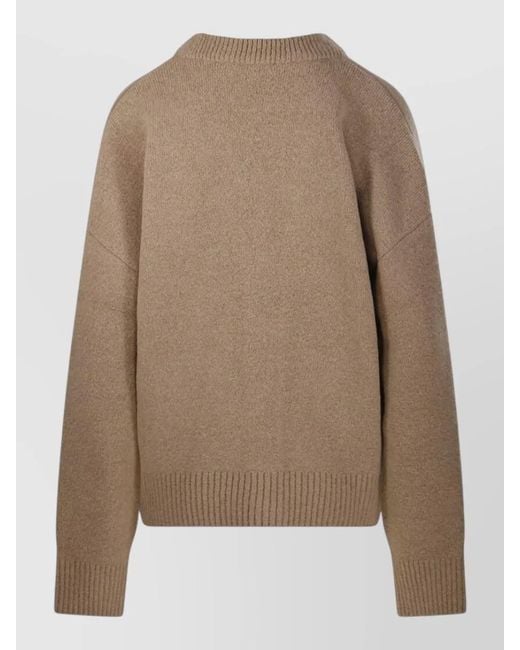 AMI Brown Quota V Neck Cardigan Ami De Coeur