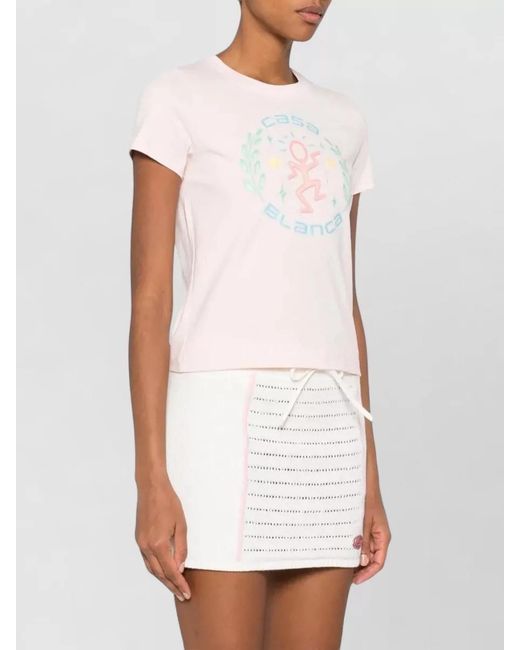 Casablanca Pink Graphic Cotton Fitted T-Shirt