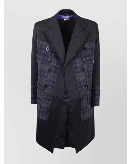 Junya Watanabe Blue Wool Double Breasted Coat for men