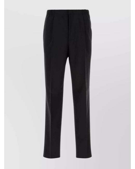 Fendi Black Virgin Wool Tailored Trousers for men