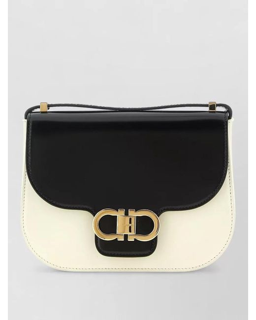 Ferragamo Black Gancini Small Leather Shoulder Bag