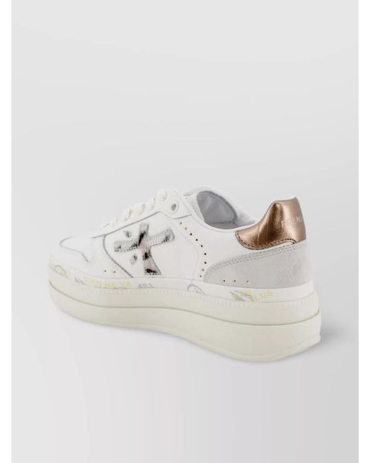 Premiata White Leather Low-Top Sneakers