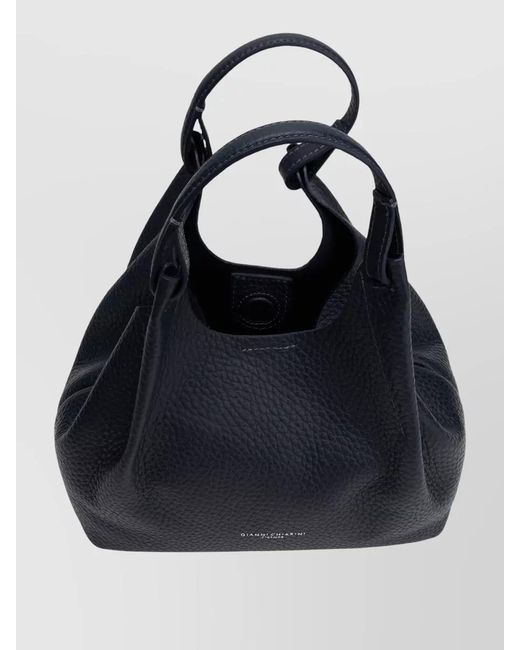 Gianni Chiarini Blue Calfskin Hobo Shoulder Bag Top Handles