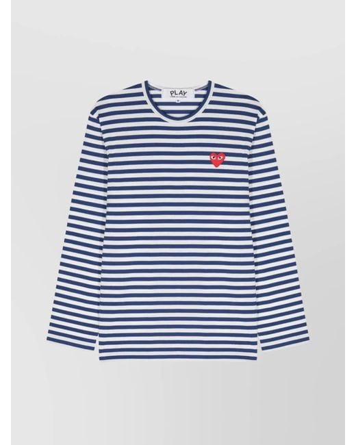 Comme des Garçons Blue Striped Cotton Long-Sleeve T-Shirt