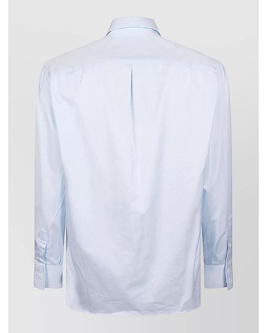 Brunello Cucinelli White Cotton Shirt Button Collar Straight Fit for men