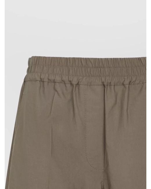 Brunello Cucinelli Gray Pleated Wide-Leg Trousers