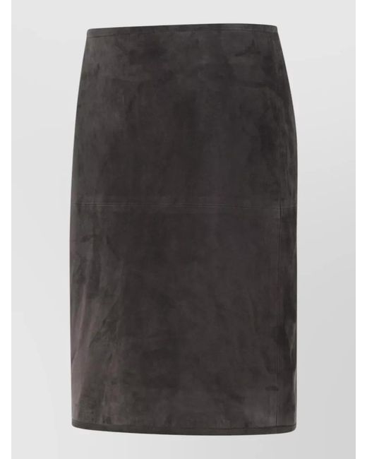 Loulou de Saison Black Leather Straight Skirt