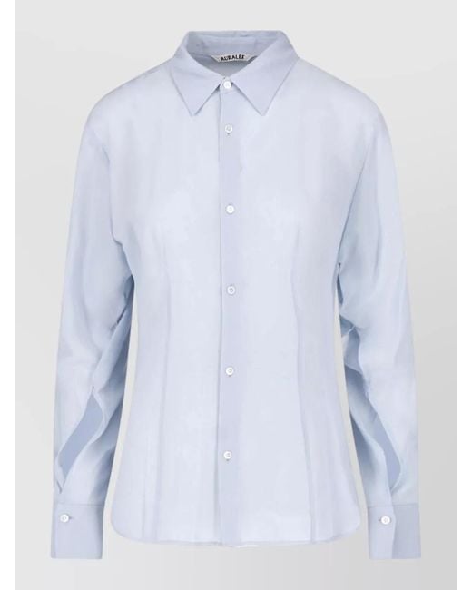 Auralee Blue Silk Shirt
