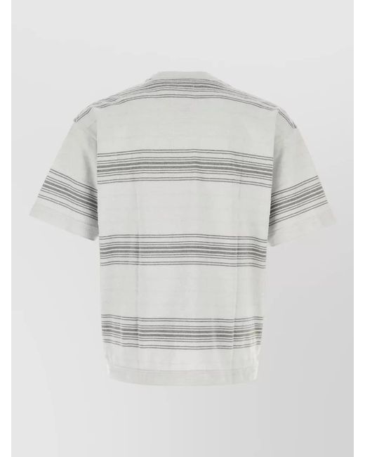 Nanamica Gray Cotton Blend T Shirt Crew Neck Stripes