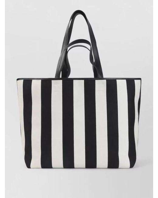 AMI White De Coeur Striped Cotton Canvas Tote Bag for men