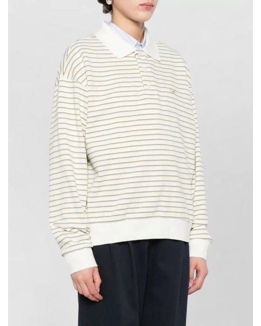 DUNST Natural Cotton Polo Shirt Long Sleeves Stripes