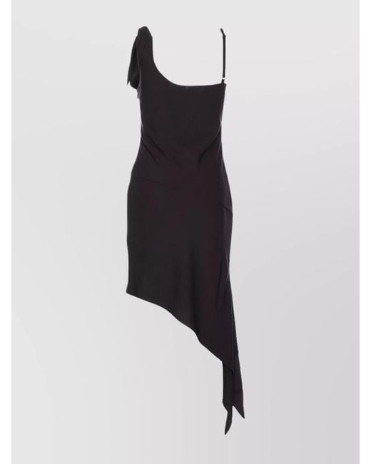 Courreges Black Asymmetric Sleeveless Mini Dress