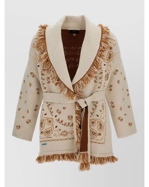 Alanui Natural Belted Shawl Collar Nylon Silk Cardigan