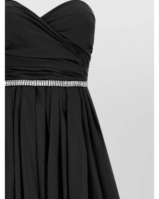 Pinko Black Dattero Dress Strapless Ruched Bodice Skirt