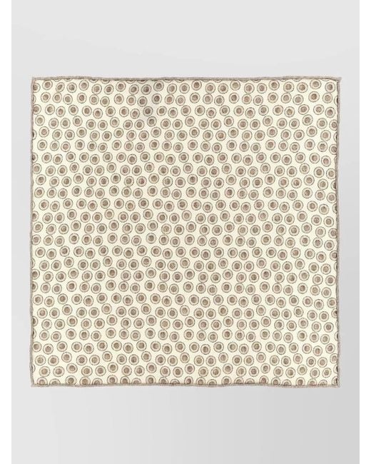 Brunello Cucinelli Natural Silk Pocket Square Polka Dot Motif for men