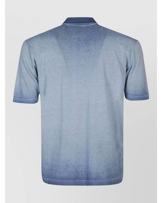 Original Vintage Blue Cotton Polo Shirt Gradient Design Collar for men
