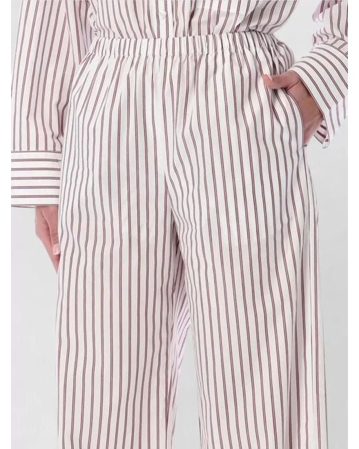 By Malene Birger Pink Striped Poplin Wide Leg Lounge Pants
