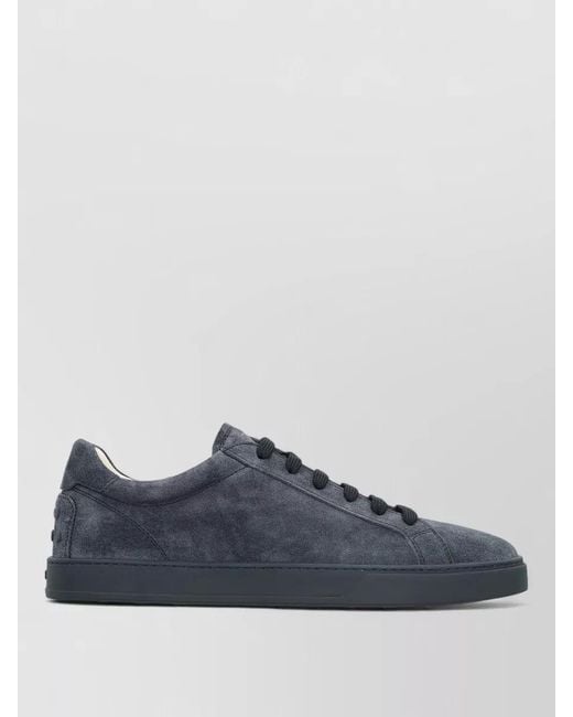 Tod's Blue Suede Lace Up Sneakers Minimal Lines for men