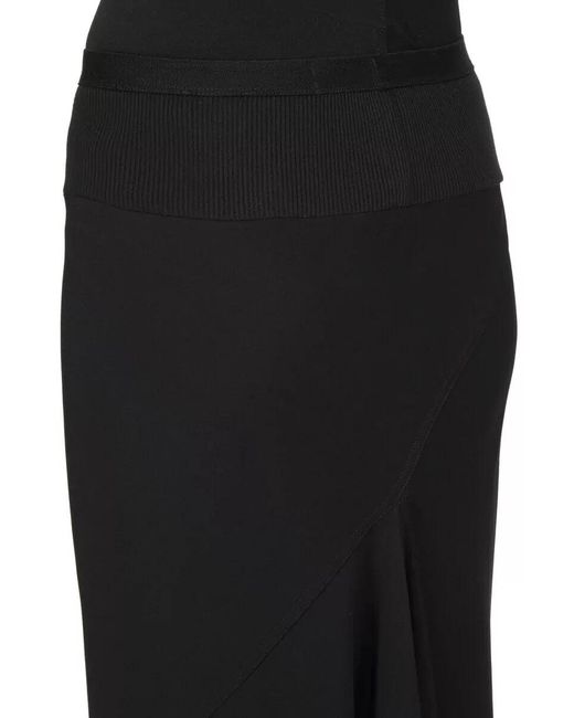 Rick Owens Black High Waist Skirt Comfortable Flared Hem
