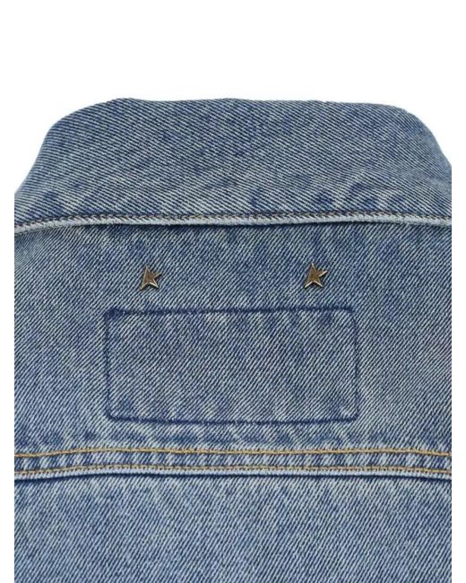 Golden Goose Deluxe Brand Blue Flap Pocketed Collar Stitched Denim Jacket