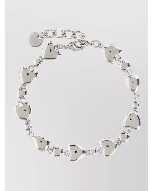 Self-Portrait Gray Crystal Droplet Bracelet Adjustable Chain Hearts