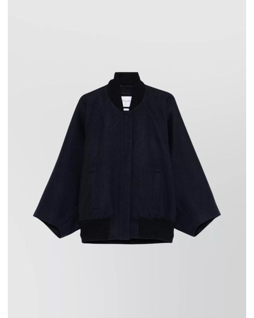 Max Mara Blue Cashmere Batwing Cape