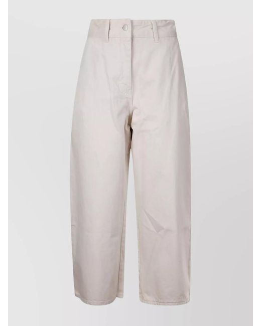 Studio Nicholson White Wide Leg Denim Jeans With Belt Loops