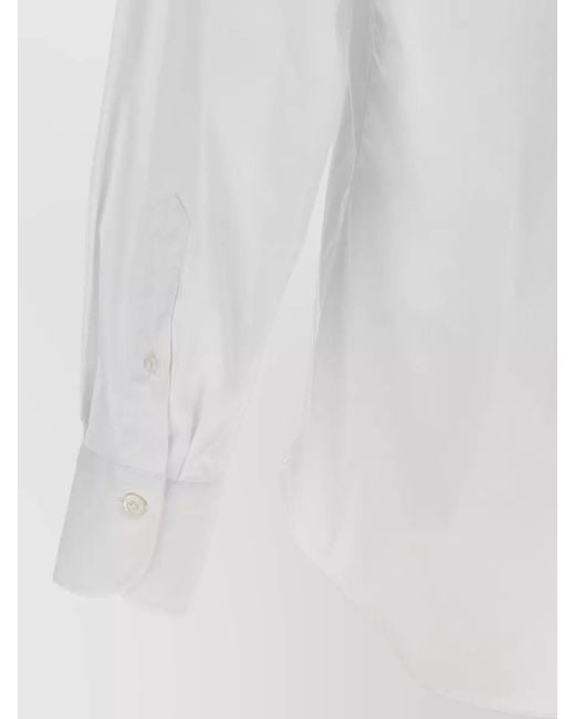 Finamore 1925 White Napoli Shirt Long Sleeves Cuffed Button for men