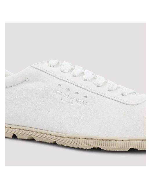 Giorgio Armani White Rubber Sole Goat Leather Sneakers for men