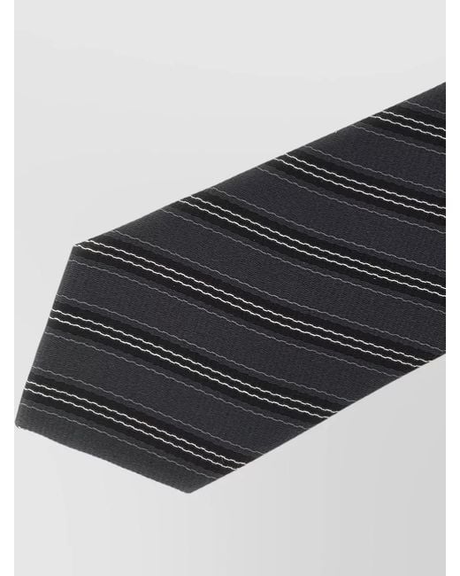 Saint Laurent Black Striped Silk Tie for men